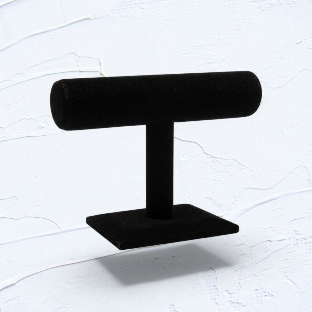 Elegant Black Velvet T-Bar Jewelry Display Stand for Bracelets & Watches